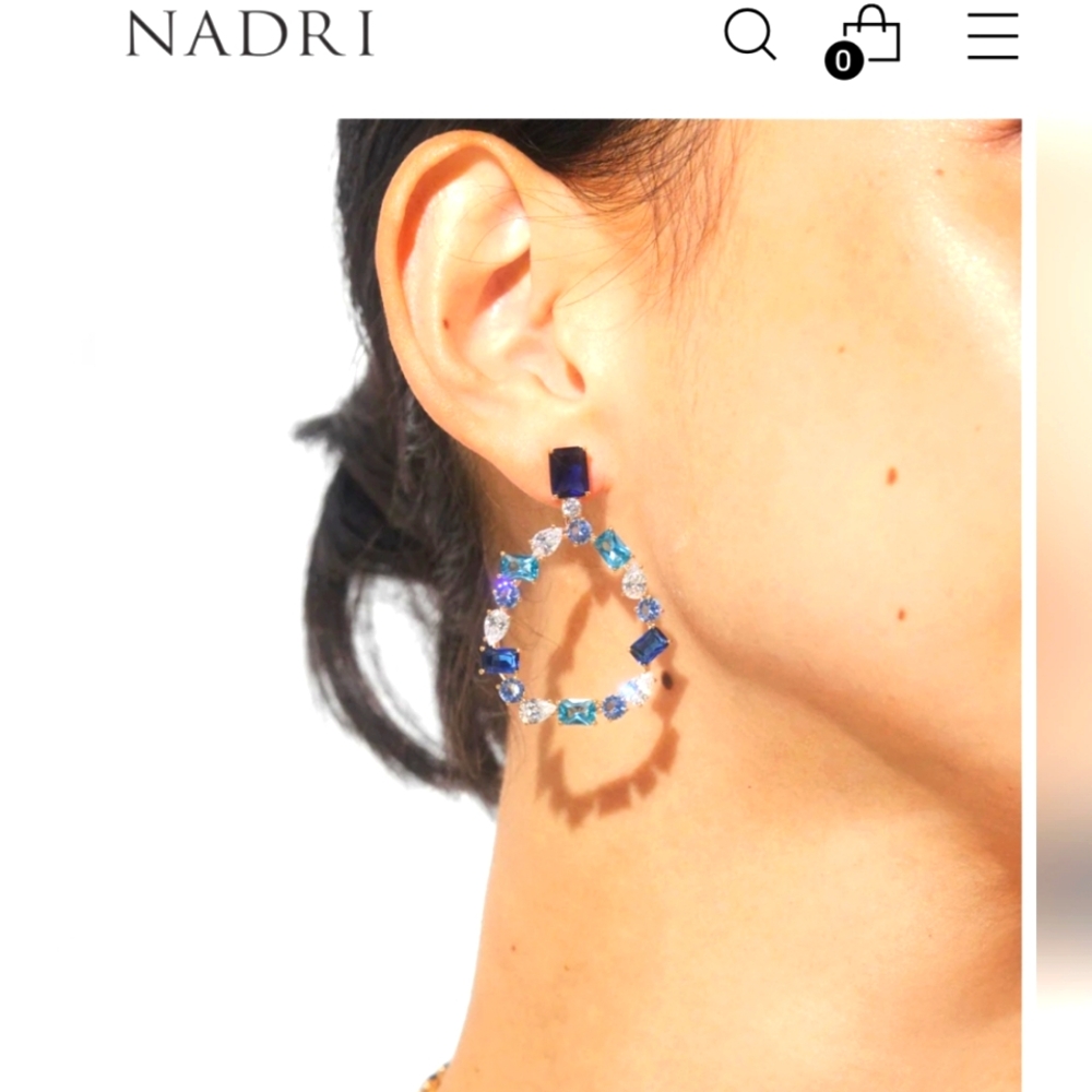 NADRI BLUE MULTI CZs ROCKSTAR FRONTAL HOOPS